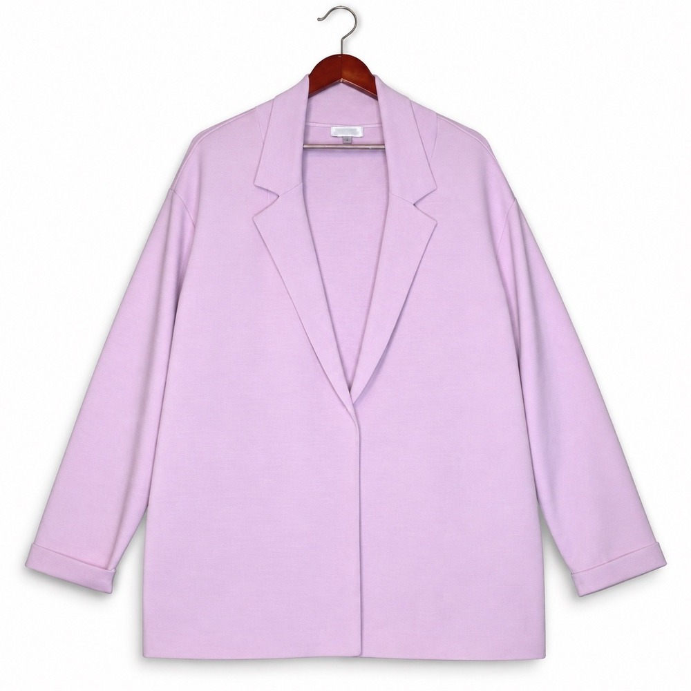 Tahari Arthur S Levine Womens Blazer Jacket Size M Purple Oversized Open Front